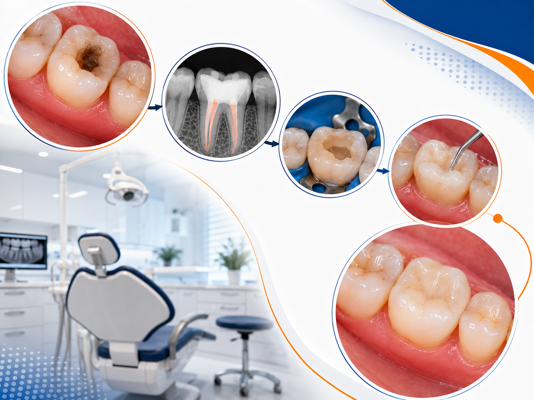 Dentista che esegue un’otturazione